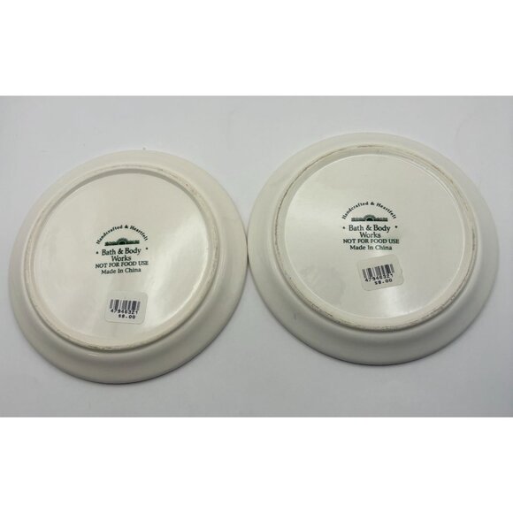 Bath & Body Works Christmas Candle Plate Set of 2 Snowman Santa Angel Vintage - Picture 2 of 7